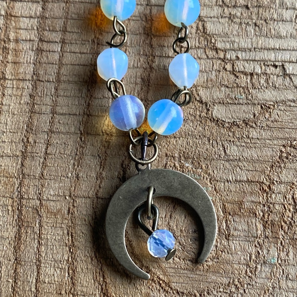 Opalescent Crescent Moon Necklace